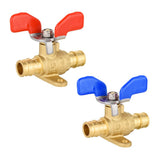 (Pack of 2) EFIELD 1/2-inch Pex-A Expansion Full Port Shut-off Brass Ball Valve with Drop-ear, Red, Blue Butterfly Levels, cUPC 