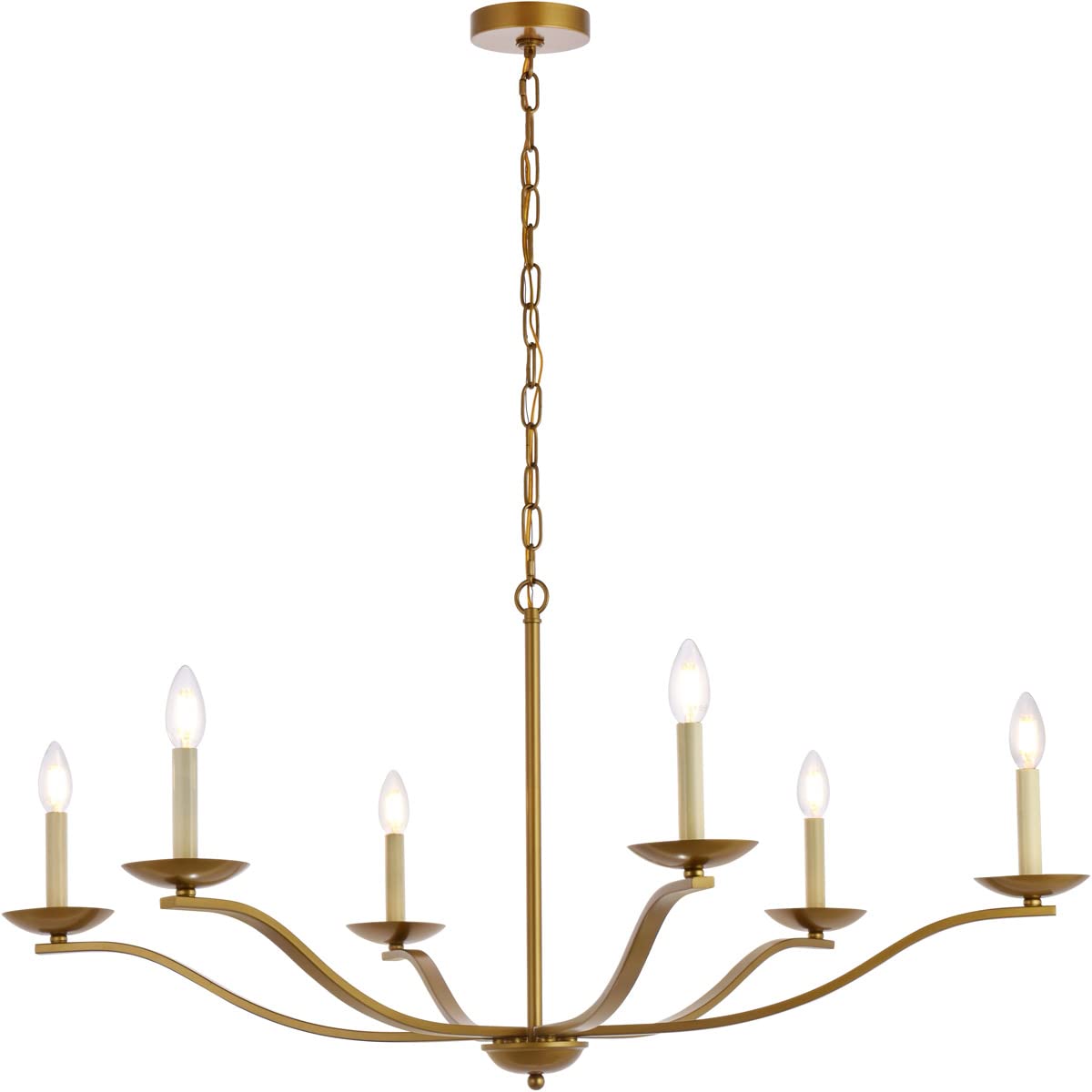 Living District Trey 6-Light Mid-Century Metal Pendant In Brass Finish