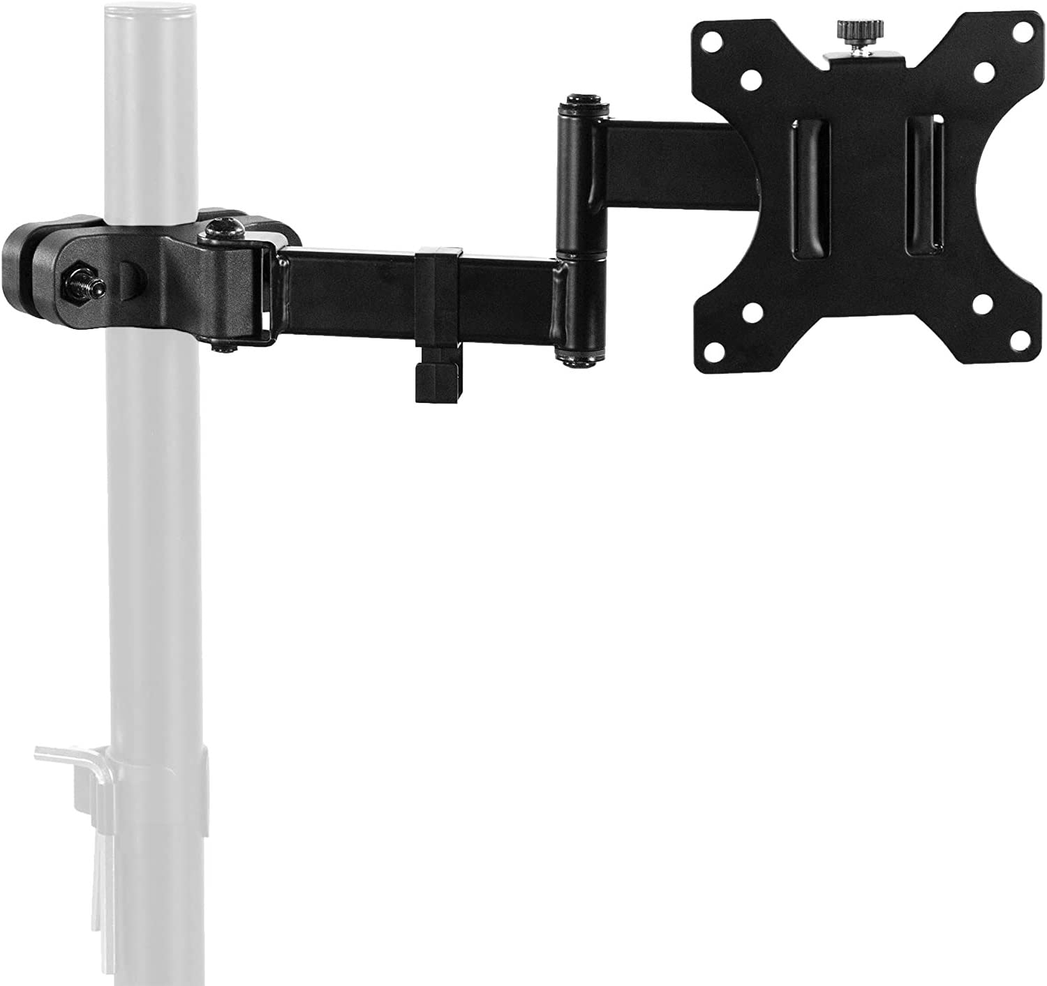 AMER Steel Universal Full Motion Pole Mount Monitor Arm with Removable 75mm and 100mm VESA Plate, Fits 17 to 32 inch Screens, Bl