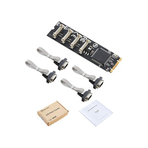 PCI-Express 1.1 Based, M.2 4-Port Serial RS232 Card, B+M Key in Form Factor 22*80mm. Data Transfer Rate up to 230400 bps. Suppor