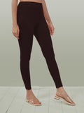 Lyra Women Solid Premium Cotton Ankle Length Leggings | Mid-Waist | Fashionwear Hot Chocolate L