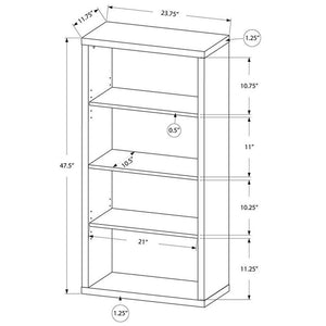 Monarch Specialties Bookcase - Sturdy Etagere With 3 Adjustable Book Shelves - 48  H (Brown)