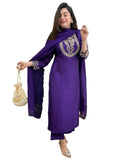 Gosriki Women'S Rayon Blend Staright Embroidered Kurta With Pant & Dupatta (Hansika Begani-Gs_L_Begani_Large),Begani,,B0DFCG47KV