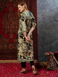 Gosriki Women'S Cotton Blend Straight Printed Kurta With Pant (Rai Black-Gs_Xxl_Black_Xx-Large),Black,2,B0D73WCBXC
