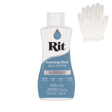 Rit Dye - Liquid Fabric Dye for Crafting, Clothing, and D cor - 8 oz. Bottle - Evening Blue (Gloves Included)