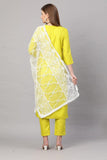 Gosriki Women'S Ruby Cotton Straight Embroidery Kurti With Pant & Dupatta Set (White-Show_M-Go),Yellow,,B09Q11Z5HW