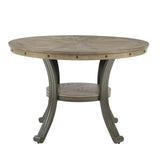 Linon Franklin Wood 45 Round Dining Table Steel Frame in Pewter