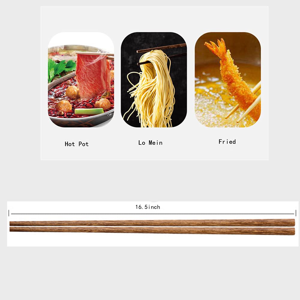 16.5 Inch Long Cooking Chopstick Wooden Chopstick Long Hot Pot Chopstick 10 pairs Wooden Frying Chopstick, for Hot Pot, Frying,