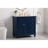 Elegant Decor Otto 36 Contemporary Solid Wood Single Bathroom Vanity In Blue