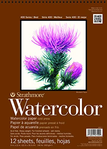Strathmore 440-1 Strath W.Color 400 9X1212Sht 130Lbspirl, 140 Lb-9 X 12 In, Multicolor, 12 Sheets