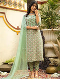Gosriki Women'S Cotton Blend Straight Printed Kurta With Pant & Dupatta (Thana Green-Gs_L_Green_Large),Green,,B0CRDY3NP2