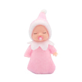 WULEEUPER Sleeping Elf Doll with Pacifier | Christmas Miniature Elf Doll Toys | New Year Holiday Decoration Party Gift (Pink)