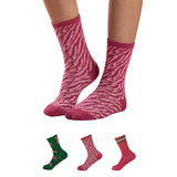 The Sock Street Crew Socks For Women | Neon Jungle Set | Tiger Print Socks | Casual Wear Socks | Pack Of 3 | Vibrant Pack