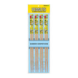 GAMAGO Peanuts Cast Bamboo Chopsticks Set 4 Pair of Adorably Cute Reusable Chopsticks Easy Grip, Lightweight, Durable, 9.25