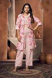 Greciilooks 3 Piece Co-Ord Set For Women | Formal/Office Co-Ord Set For Women | Blazer Co-Ord Set For Women | Designer Kurta Set For Women | Kurta Set (In, Alpha, L, Regular, Pink)