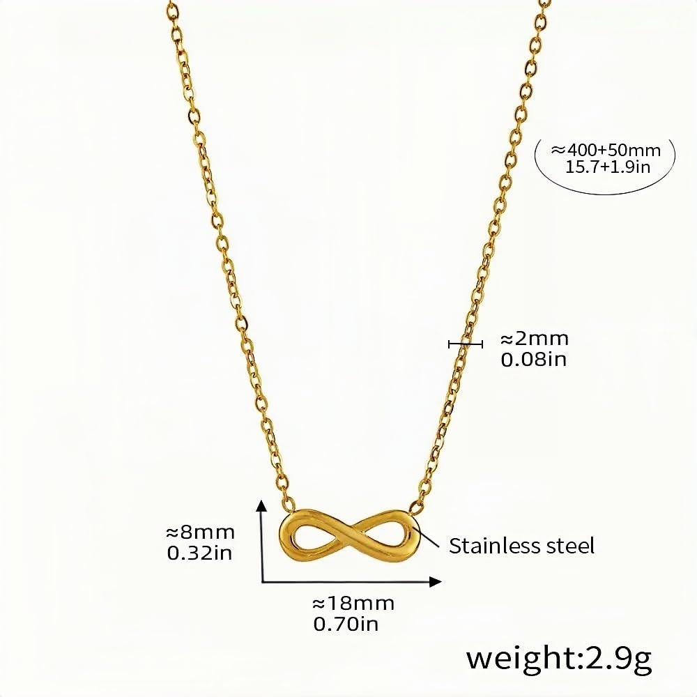 Silver Infinity Necklace for Women Dainty Stainless Steel Pendant Minimalist Chain Jewelry (15.7in + 1.9in) Lightweight & Hyp