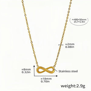 Silver Infinity Necklace for Women Dainty Stainless Steel Pendant Minimalist Chain Jewelry (15.7in + 1.9in) Lightweight & Hyp
