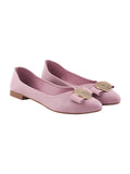 Shoetopia Women'S Mauve Ballet Flats Textured Slip-On Bellies With Decorative Bow & Gold Button | Elegant Casual & Office Eu38,Mauve,5,B0CVBD32PZ