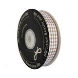 Micomon Khaki and White Woven Edge Plaid Ribbon 100% Polyester Gingham Ribbon 25 Yards Each Roll (5/8Khaki)