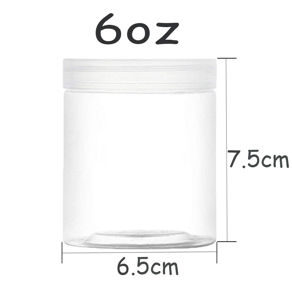 15 Pack 6oz Clear Plastic Jars Wide-mouth Storage Containers,Refillable Empty Containers for Dry Food,Dried Fruit,Seasoning and