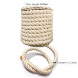 1/2 Inch x 100 Feet Natural Twisted Cotton Rope Strong Thick Soft Rope for Sports, Decor Crafts, Macrame,Camping, Wedding Ropes