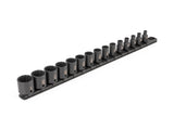 TEKTON 3/8 Inch Drive 12-Point Impact Socket Set with Rail, 15-Piece (1/4-1 in.) | SID91112