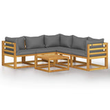 vidaXL 6 Piece Patio Lounge Set with Cushion Solid Acacia Wood