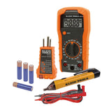 Klein Tools 69149P Electrical Test Kit with Digital Multimeter, NonContact Voltage Tester and Electrical Outlet Tester, Leads a