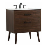 Elegant Decor Boise 30 Aluminum Mdf Single Bathroom Vanity In Walnut