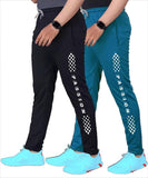 LookMark Men's Combo Slim Fit Solid Lycra Blend Full Elastic Sport Wear Running Gym Stretchable Jogger Track Pant in Black & Rama Color,Black-Rama