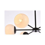 Elegant Lighting Living District Briggs 6-Light Mid-Century Metal Pendant In Black And White