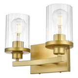Living District Saanvi 2-Light Iron & Glass Bath Sconce In Brass/Clear