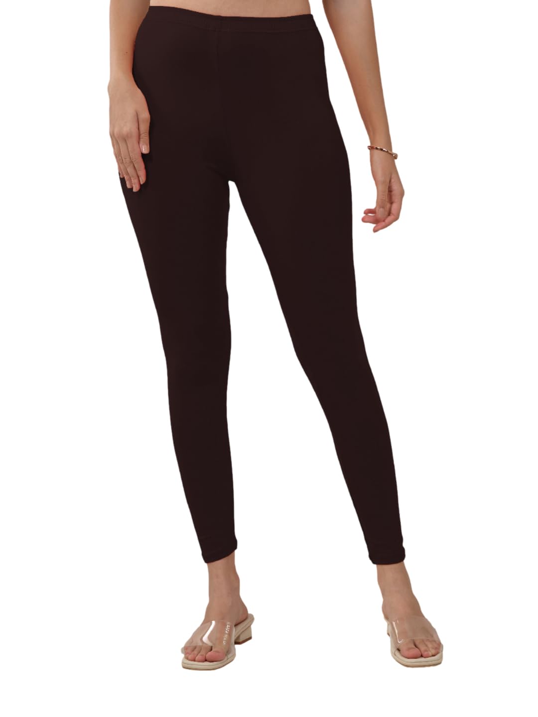 Lyra Women Solid Premium Cotton Ankle Length Leggings | Mid-Waist | Fashionwear