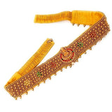 Adyashree Emporium Traditional Laxmi Designs Cloth Saree Waist Belt Stretchable Embroidery Kamarpatta Golden Colour Kamarband Fo