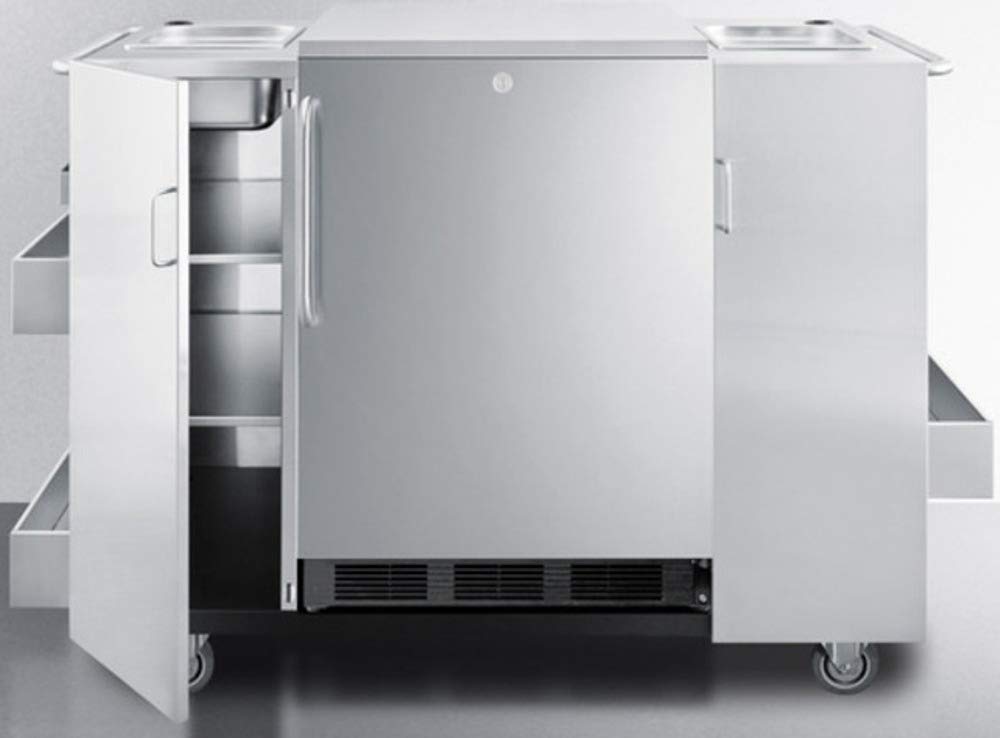 Outdoor Serving Cart With Space For 24 Wide Refrigerator