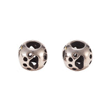 LiQunSweet 10 Pcs 304 Stainless Steel European Beads Dog Footprint Pet Dog Paw Prints with Large 5mm Hole for DIY Crafting Brace