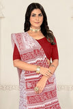 Tamaira Fashion Women'S Plain Cotton Saree (2536_White&Dustypink
