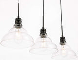 Elegant Lighting Living District Clive 3 Light Black And Clear Seeded Glass Pendant