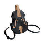 Merishopp Violin Shaped Crossbody Bag Shoulder Bag Pu Leather Mini Pouch Messenger Bag Black