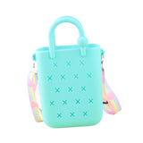 Merishopp 4Xbeach Tote Bag Fashion Portable Open Hole Tote Bag Organizer Beach Holes Bag Cyan Bag