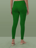 Lyra Women Solid Premium Cotton Ankle Length Leggings | Mid-Waist | Fashionwear Grass Green L