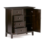 Simplihome Amherst Solid Wood 37 Inch Wide Transitional Medium Storage Cabinet In Hickory Brown For The Living Room, Entryway An