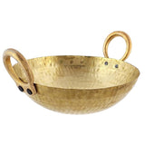 RewariCraft Brass Pital Kadhai/Frying Pan with Handle Kadai Cookware (3000ml)