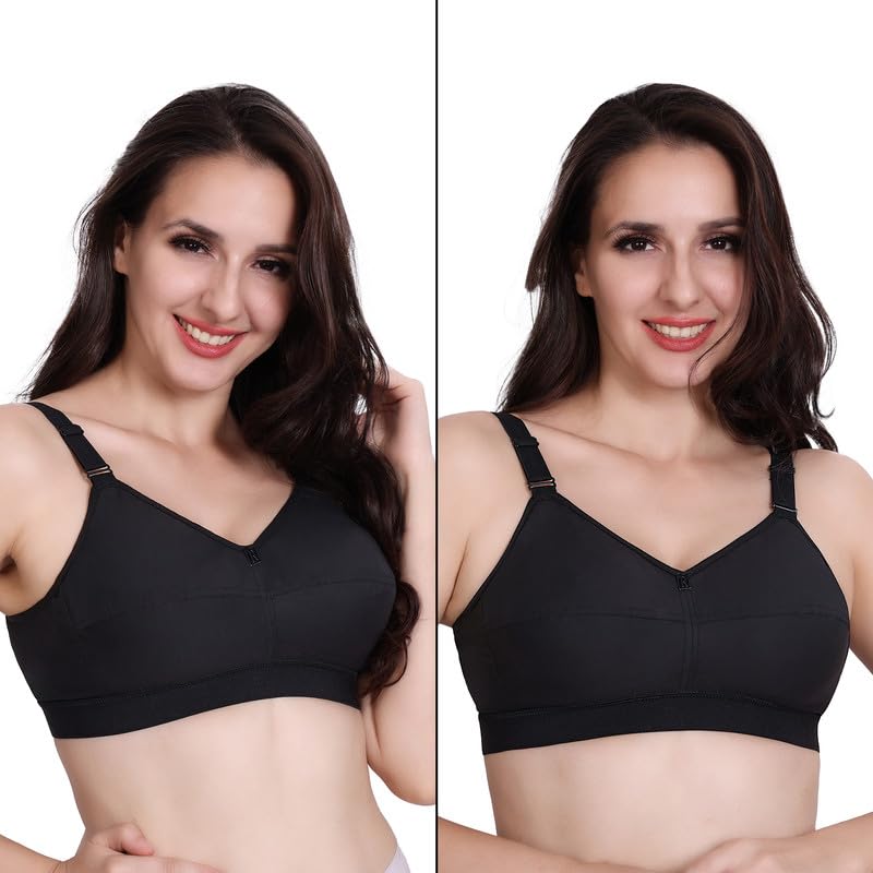 Trylo Riza Cottonfit Bra Combo Pack Black & Black 36 C - Cup - Pack Of-2,BLACK & BLACK,36,B0DQKYBY9R