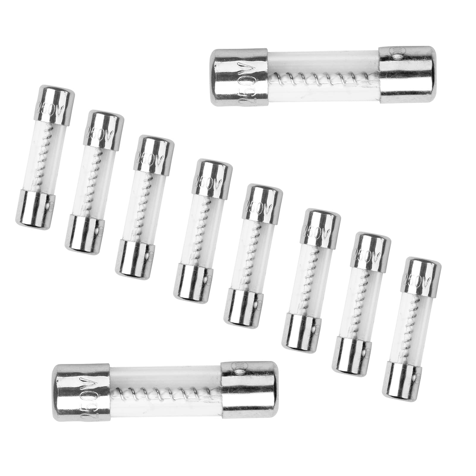 10Pcs T6Al250V 5X20Mm 6A 250V Slow Blow Fuse T6Al Glass Slow-Acting Time-Delay Fuse (3/16 In X 3/4 In),Cartridge Fuses