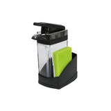 Casabella Sink Sider Solo Kitchen Soap Pump and Sponge Caddy, Black/Chrome 2in1 Soap and Sponge Caddy, OneHand Soap Dispens