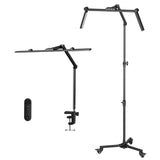HITTI Lash Light for Eyelash Tech, 2-in-1 LED Floor Light and Clamp, Bright Foldable Half Moon Light, Stepless Dimming 3 Color E