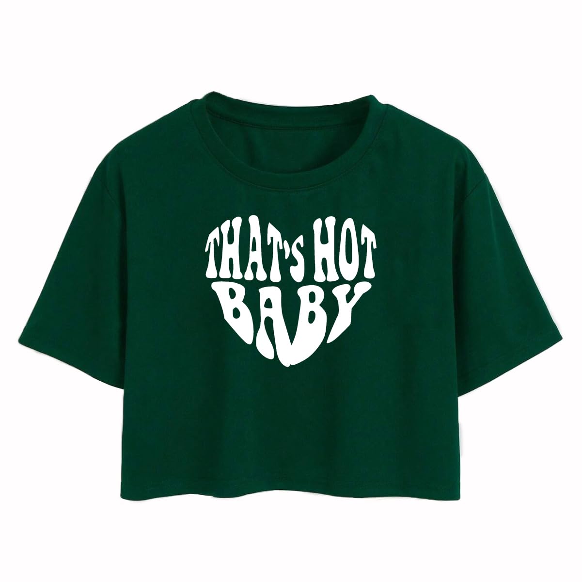 Toplot Text Printed Round Neck Crop Top For Women (Baby-Crop-Top-5200-Olive-M),Green,,B0DCTFFKQ3