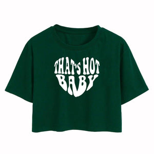 Toplot Text Printed Round Neck Crop Top For Women (Baby-Crop-Top-5200-Olive-M),Green,,B0DCTFFKQ3