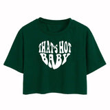 Toplot Text Printed Round Neck Crop Top For Women (Baby-Crop-Top-5200-Olive-M),Green,,B0DCTFFKQ3